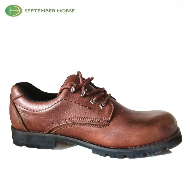 Brown Leather Flat Woodland Casual Safety Men Work Shoes