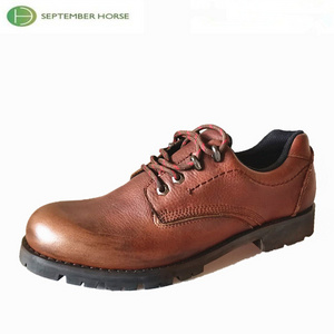 Brown Leather Flat Woodland Casual Safety Men Work Shoes