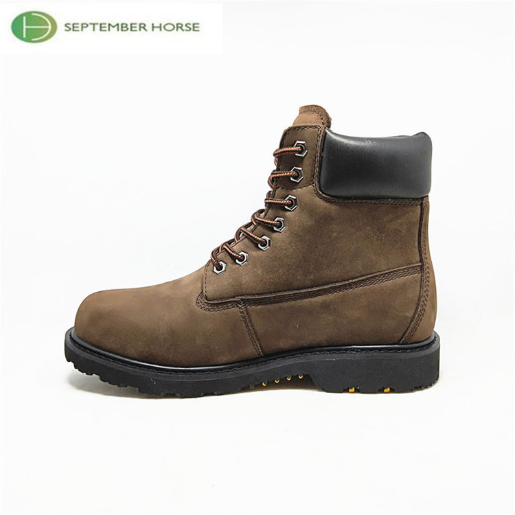 Brown Nubuck Leather Durable Safety Steel Toe Work Boots