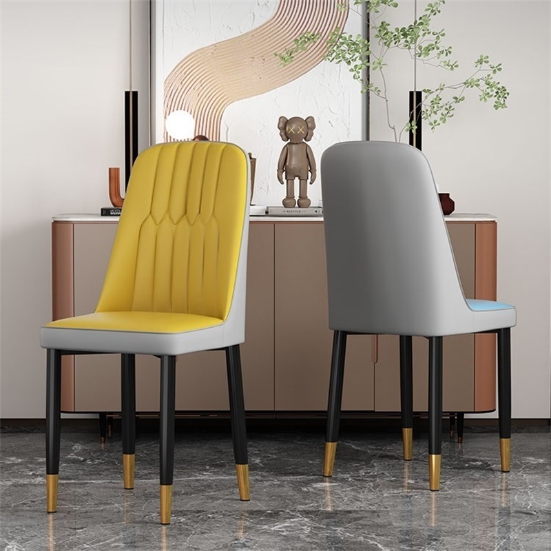 Wholesale Modern French Restaurant Upholstered Metal Synthetic Frame Luxury Leather Dinning Dining Chairs