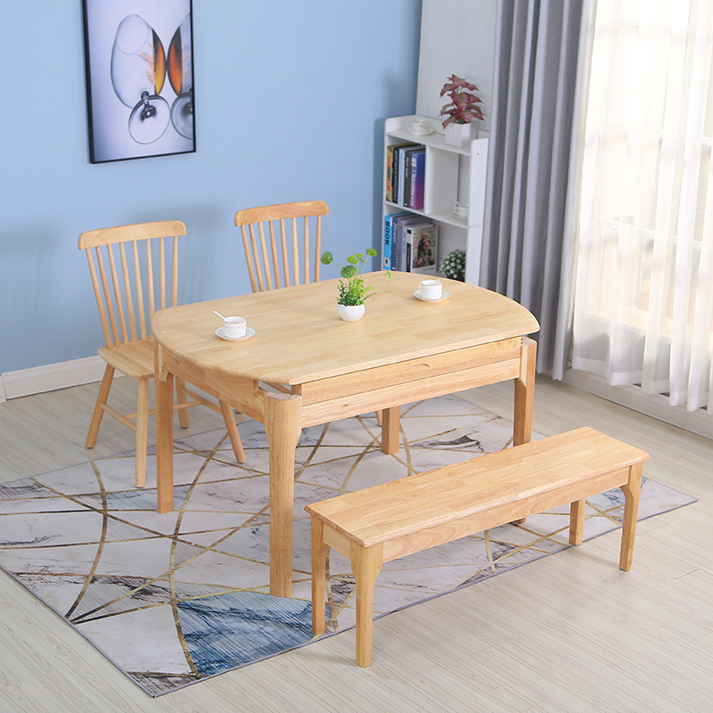 Nordic Solid Wood Dining Room Furniture Set Of 4 Or 6 Chairs With Round Folding Foldable Extendable Dining Table