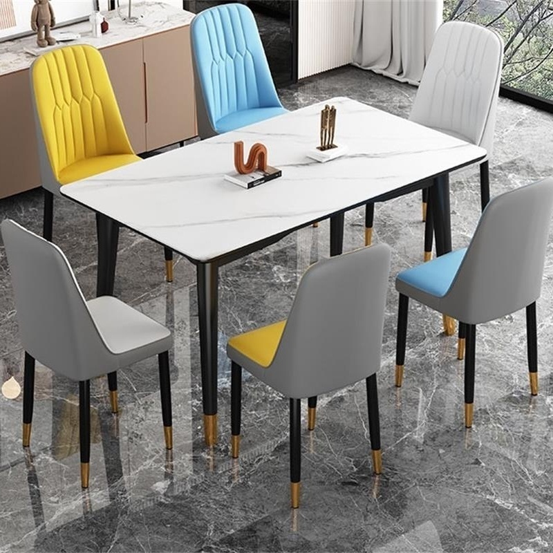 Wholesale Modern French Restaurant Upholstered Metal Synthetic Frame Luxury Leather Dinning Dining Chairs