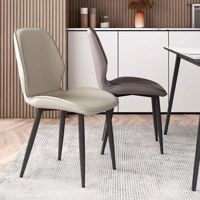 Factory Customized Colors Modern Star Hotel Restaurant Classic Style Furniture Metal Legs Faux Pu Leather Dining Chair