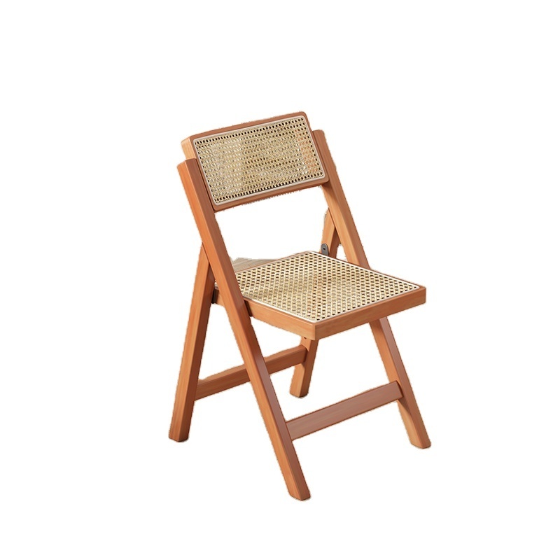 Modern Industrial Handmade Garden Living Room Wedding Solid Wood Furniture Folding Foldable Cane Rattan Wicker Dining Chair