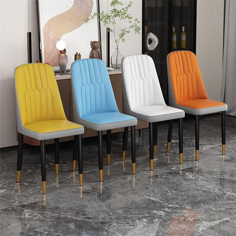 Wholesale Modern French Restaurant Upholstered Metal Synthetic Frame Luxury Leather Dinning Dining Chairs