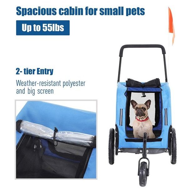 Pet Dog Bicycle Trailer 2 In 1 Trailers Folding Dogs Two Wheels Travel Carrier Puppies Bicycle Transport