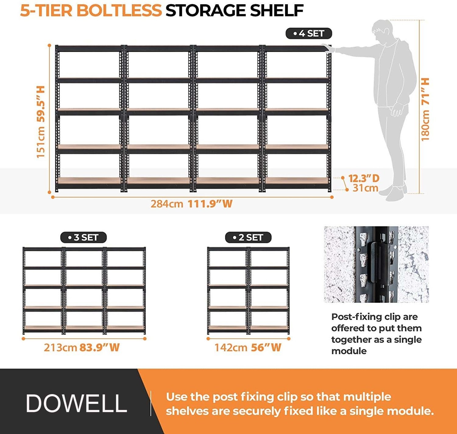 Heavy duty 5 tier storage warehouse shelving garage boltless 180x90x40cm shelves storage racks Storage Units