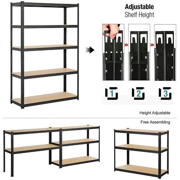 wholesale Easy to install heavy duty steadiness 5 tier metal garage storage boltless shelf rack