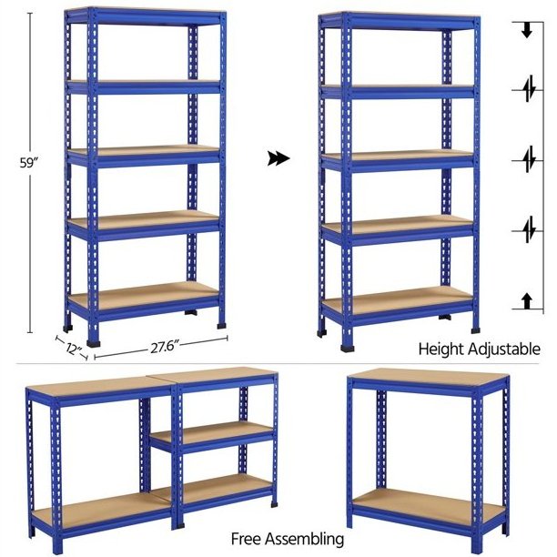 Customized 5 Tier Boltless Rivet Rack Stainless Steel Shelving For Garage Warehouse