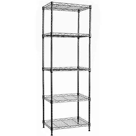 5 Tiers 500lbs Approval Metal Chrome Wire Shelf Storage Shelving Garage kitchen Rack with wheels