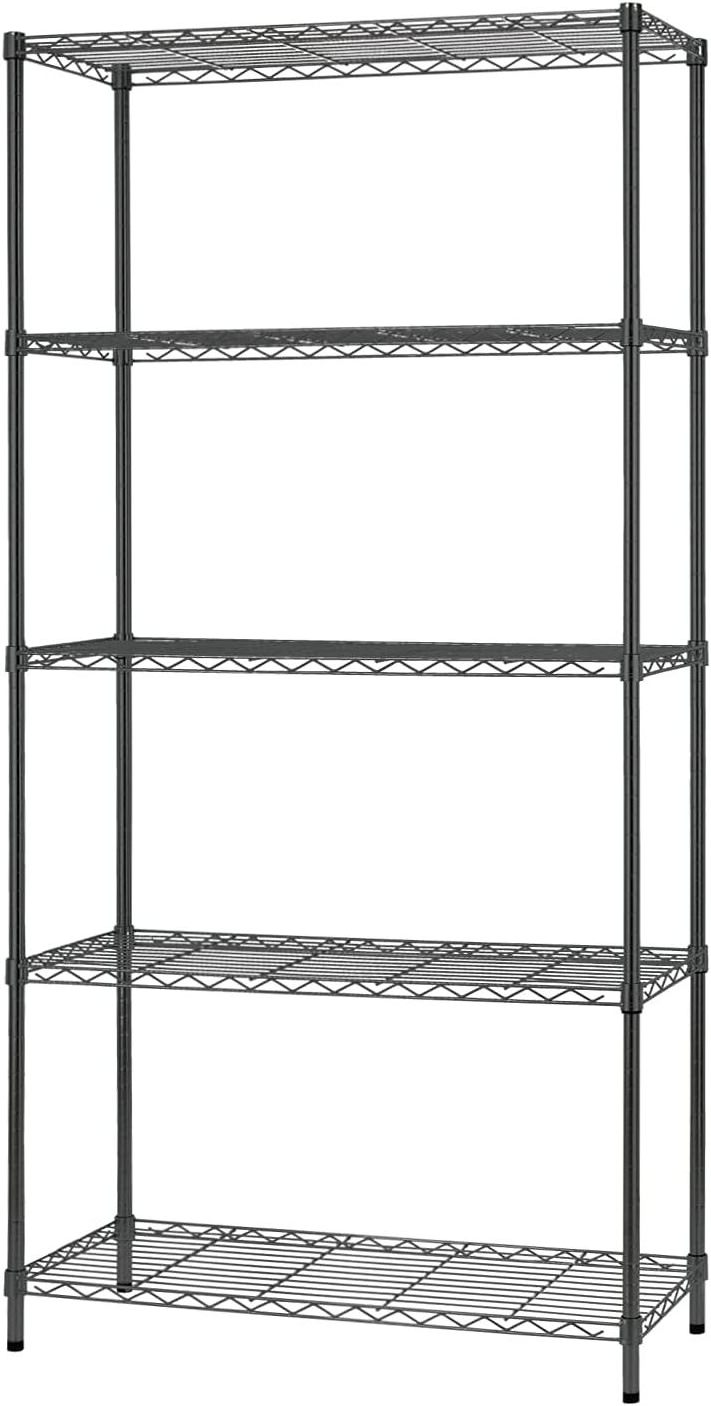 5 Tiers 500lbs Approval Metal Chrome Wire Shelf Storage Shelving Garage kitchen Rack with wheels