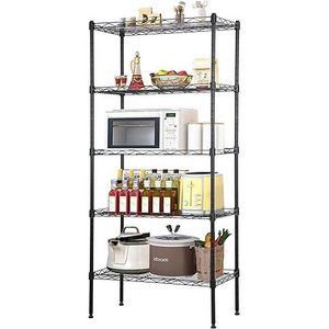 5 Tiers 500lbs Approval Metal Chrome Wire Shelf Storage Shelving Garage kitchen Rack with wheels