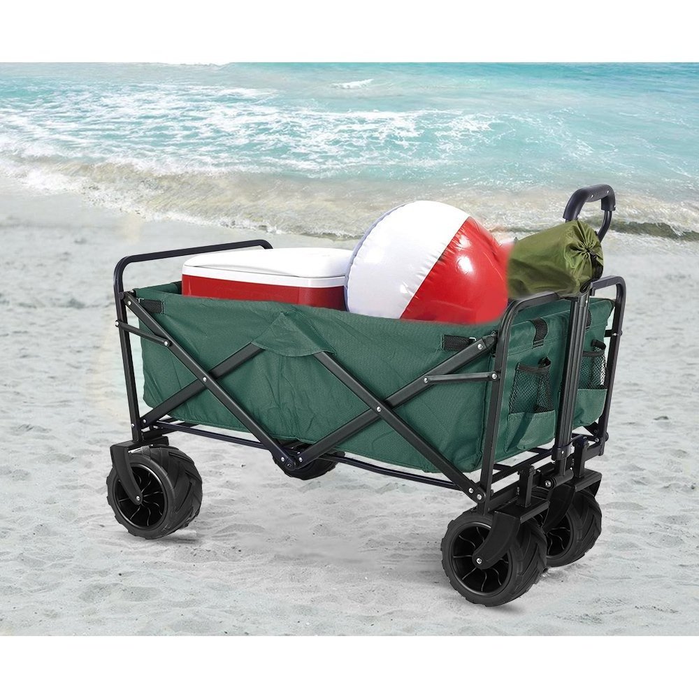 Collapsible Folding Garden Cart Outdoor wide wheel  Wagon Custom logoCart Foldable  beach wagon big wheels For Camping