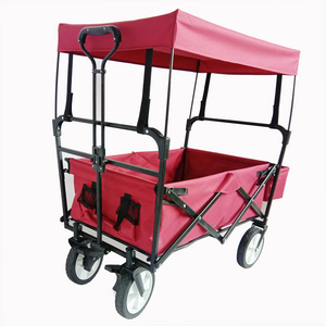 Portable 4 Wheels Folding Beach Trolley Cart Adjustable Handle Bar Popular Outdoor Foldable Wagon