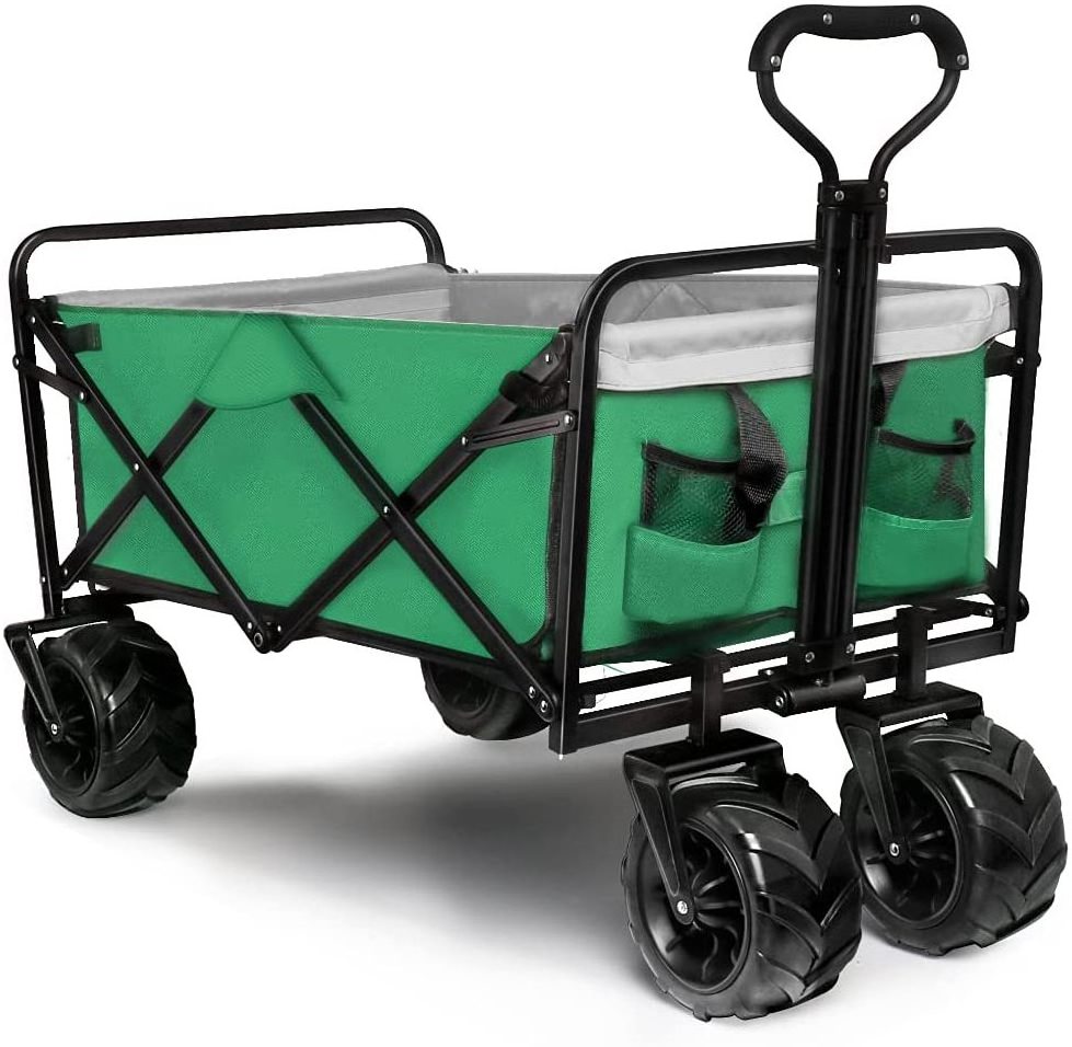 Collapsible Folding Outdoor Utility Wagon,Folding Wagon Cart Garden Shopping Cart Beach Wagon