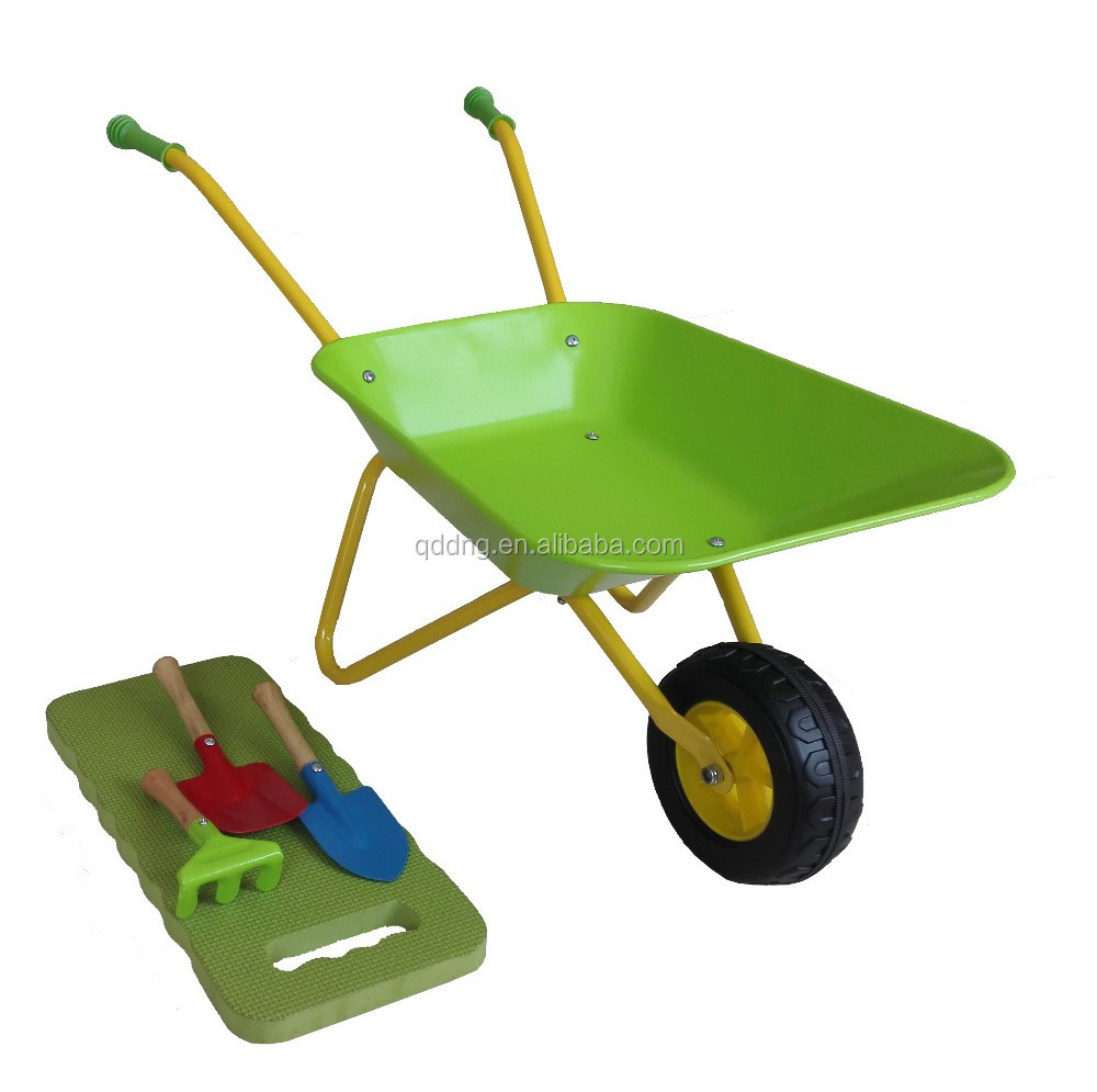 Kids Metal Wheelbarrow Yard Rover Steel Tray garden tool for kids red