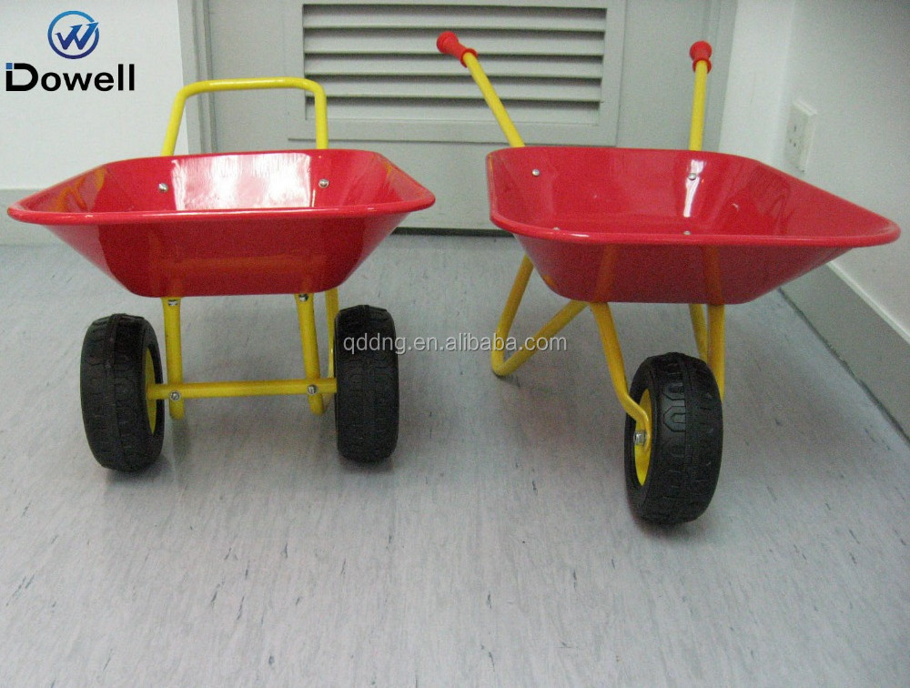 Kids Metal Wheelbarrow Yard Rover Steel Tray garden tool for kids red