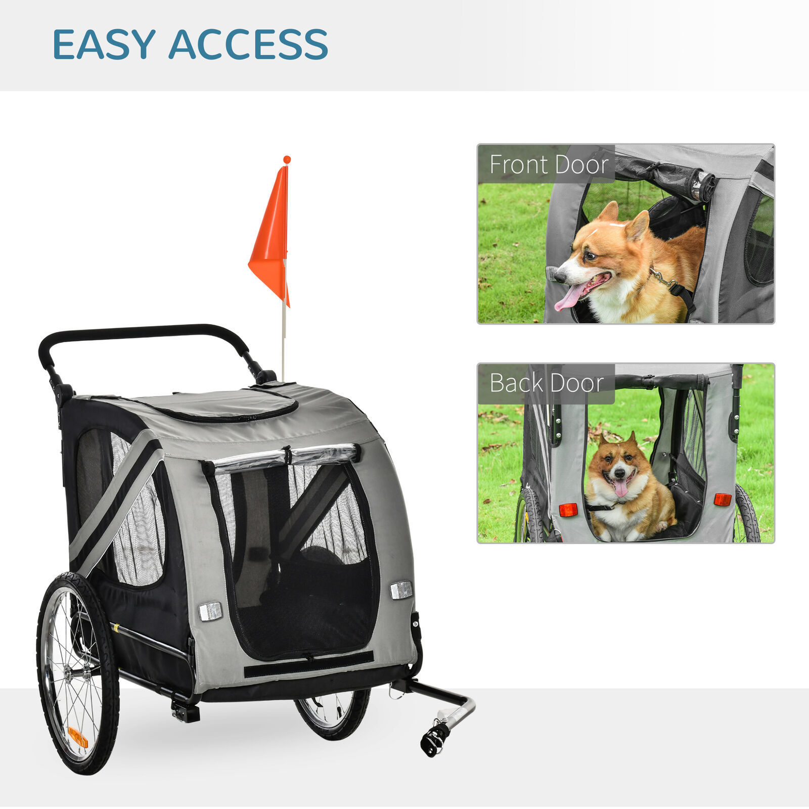 Metal fabric folding wagon trailer cargo bike trolley portable pet carrier beach camping dogs wagons carts