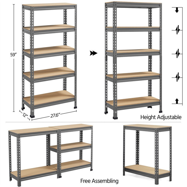 Wholesale easy to assemble 5layers boltless racking shelves steel  shelves for garage