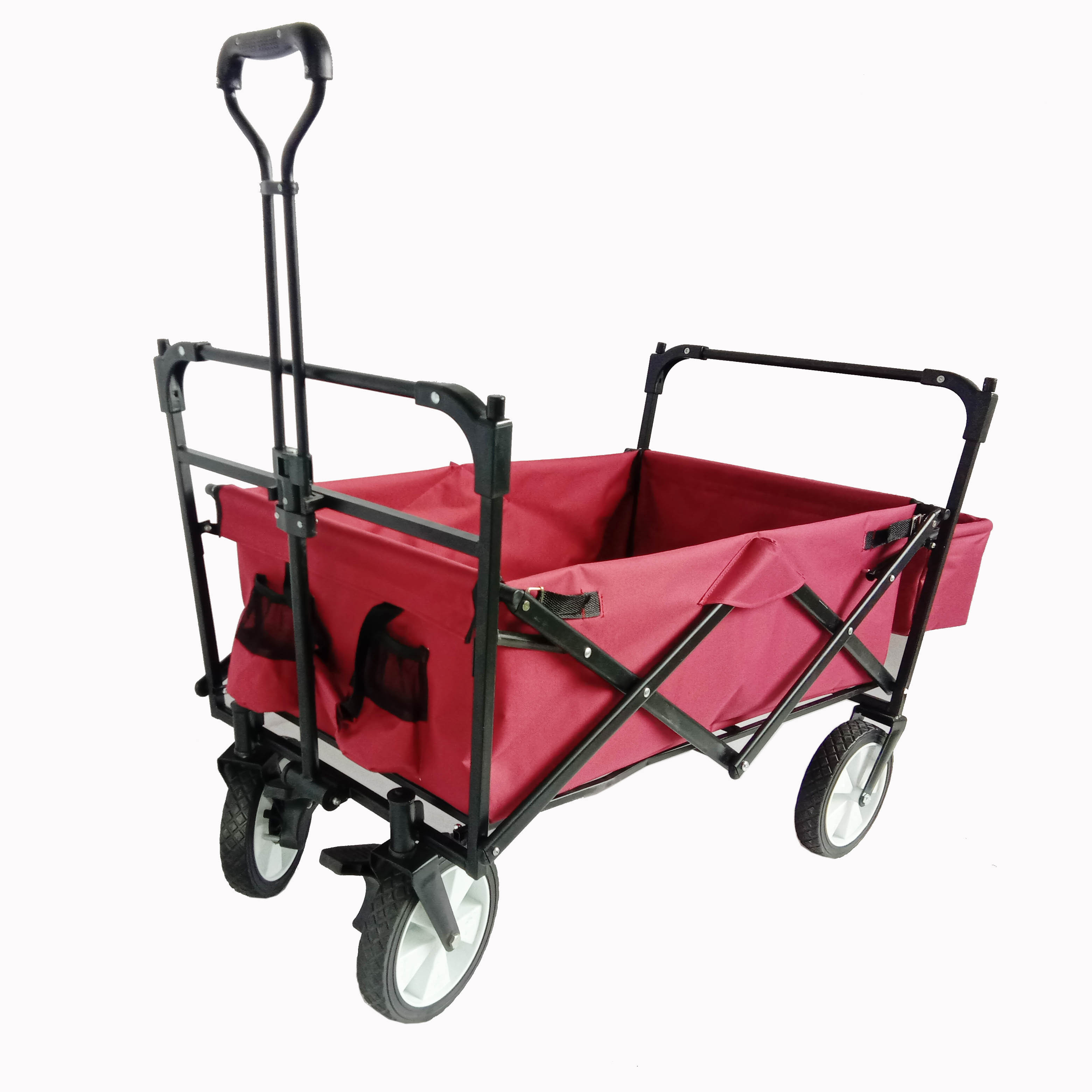 Portable 4 Wheels Folding Beach Trolley Cart Adjustable Handle Bar Popular Outdoor Foldable Wagon