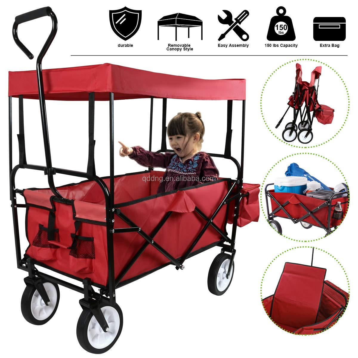 Hot Camping Trolley Foldable Collapsible Wagon Cart Beach Fish Garden Camp Picnic Used Folding Utility Wagon Cart