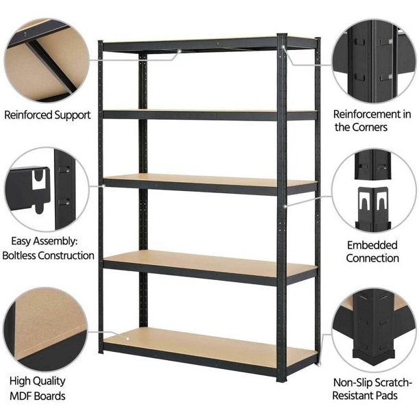 Storage Shelves Metal Garage Shelving Unit Adjustable Heavy Duty Boltless Organizer Rack for Home Warehouse Pantry