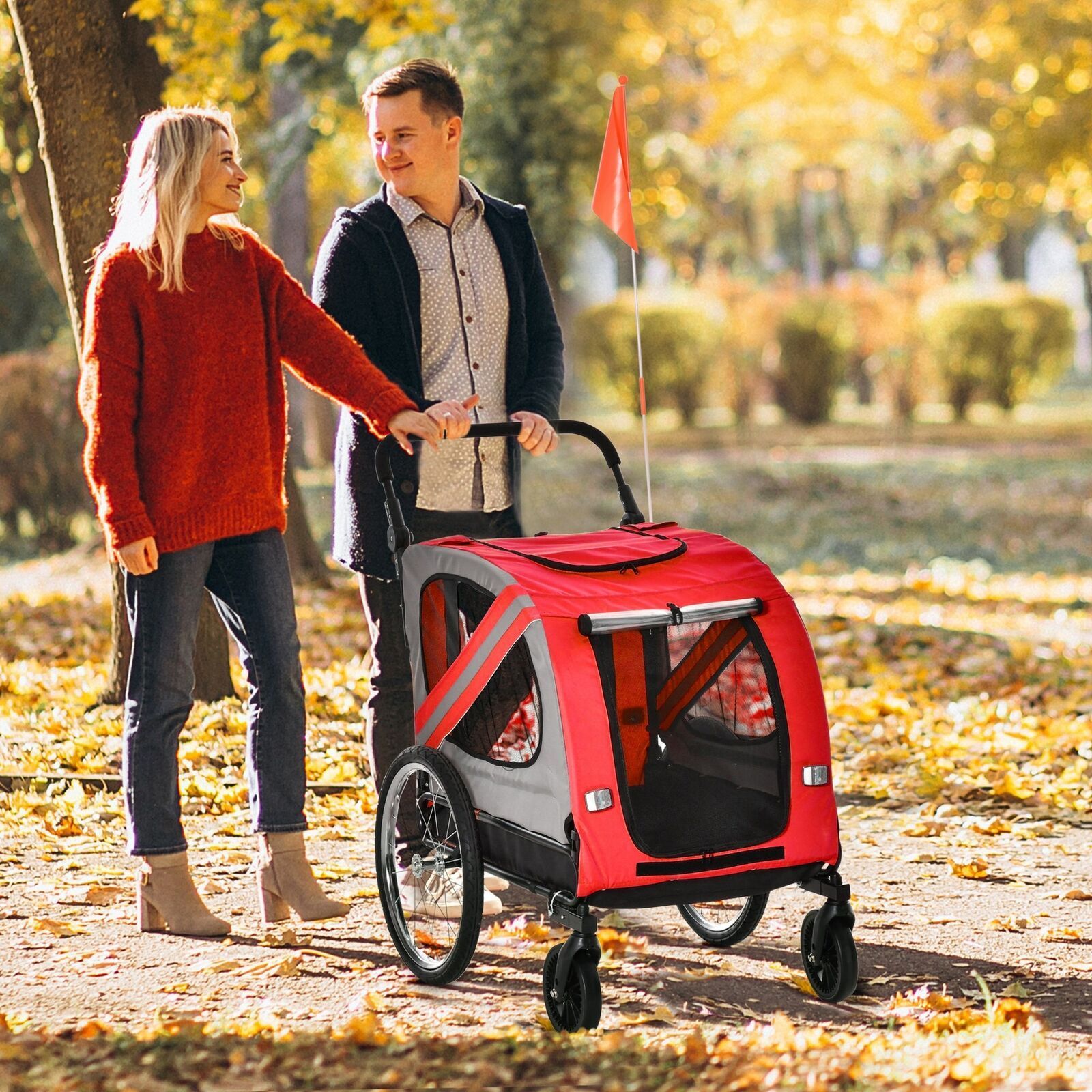 Customized Outdoor Children Folding Stroller Dog Bicycle Trailer Travel Trailer Easy Folding Portable Baby Pet Trolley