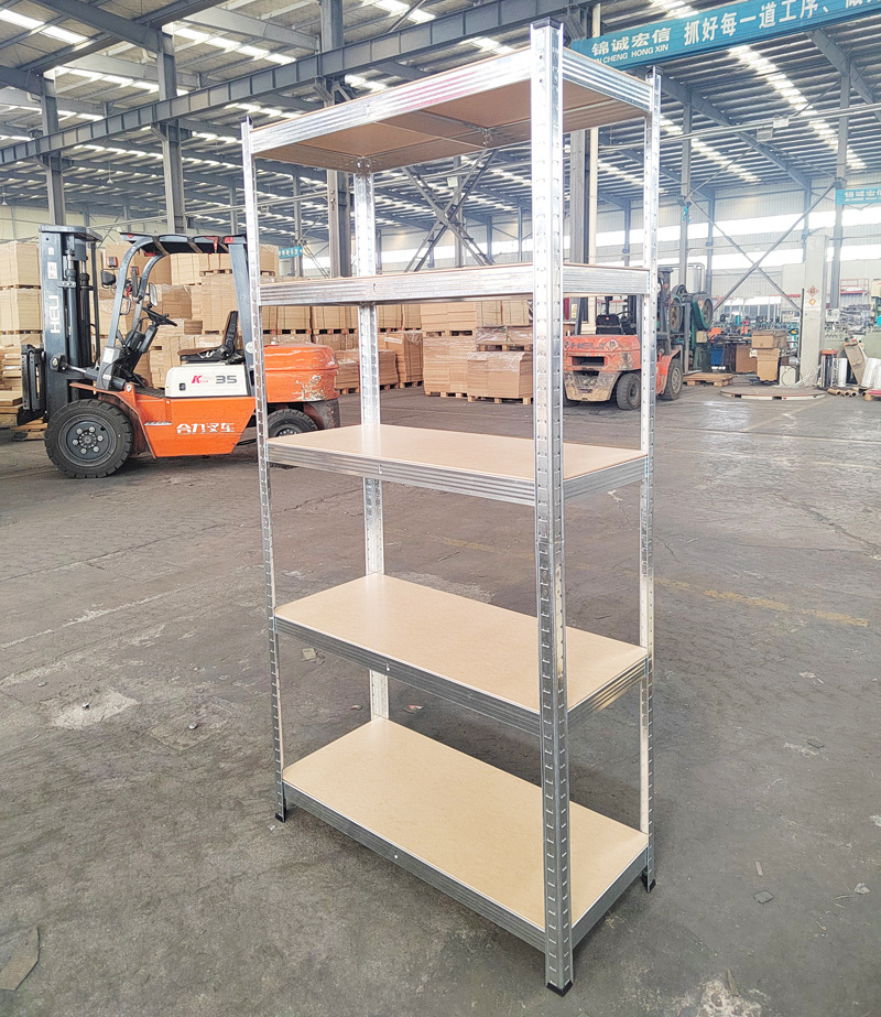 Medium duty boltless 5 tier industrial wholesale slotted boltless shelving unit storage stacking racking estante