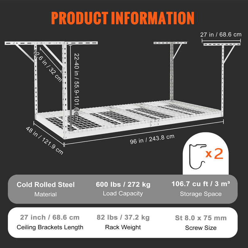 Heavy Duty Adjustable Overhead Garage shelving Storage Rack Ceiling Mount Garage Organization Rack overhead garage storage rack