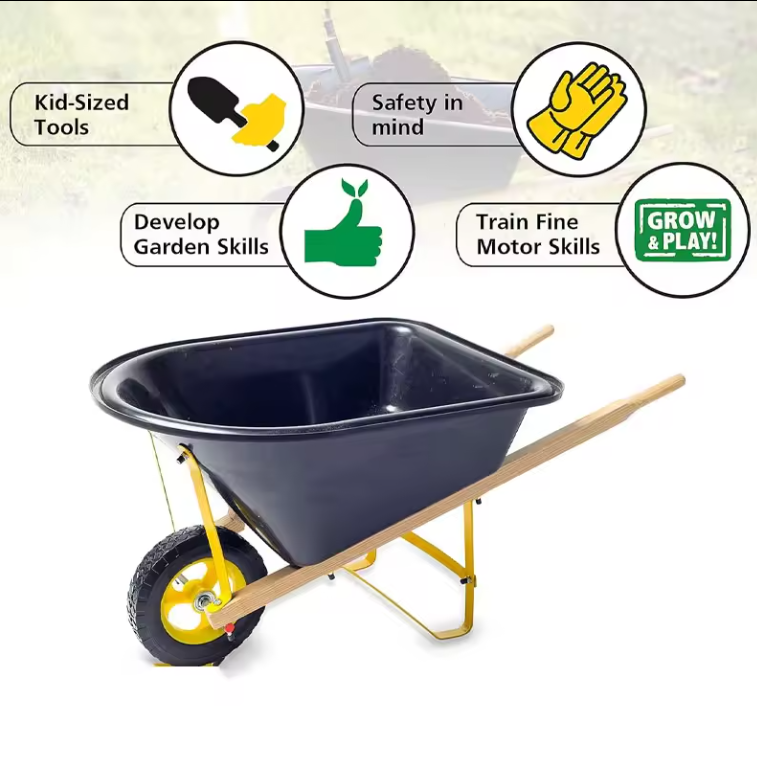 Heavy Duty Construction Steel Wheelbarrow With Square Handle Durable Strengthen Industrial Concrete Wheel Barrow