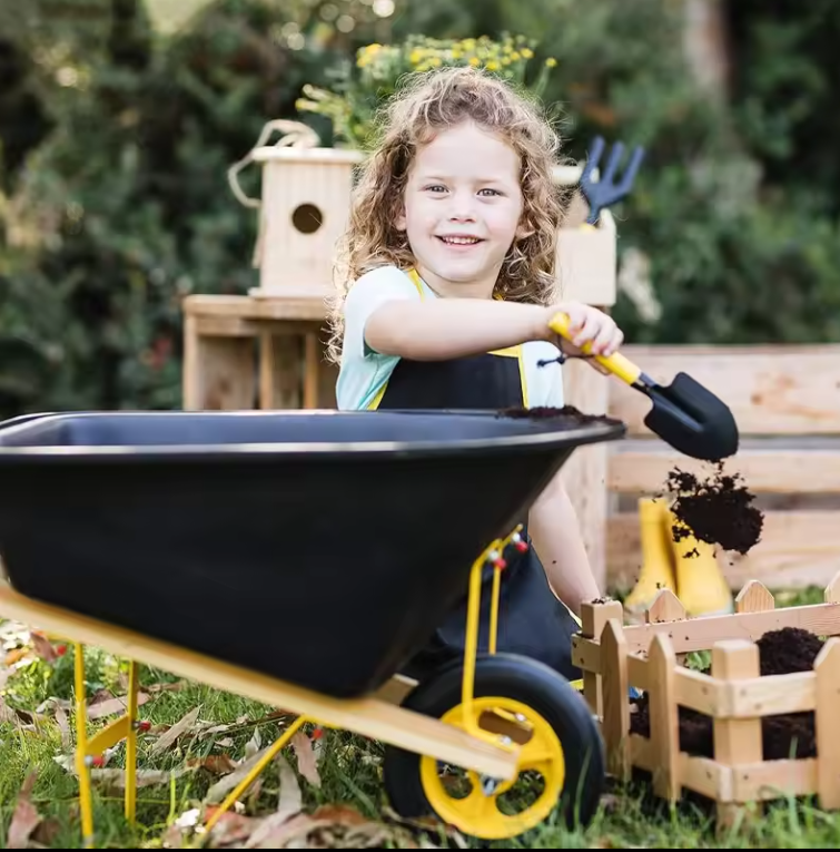 Stamped Steel Tray Structural Steel Frame Single-Wheel Ft Wheelbarrow for Gardening Landscapers