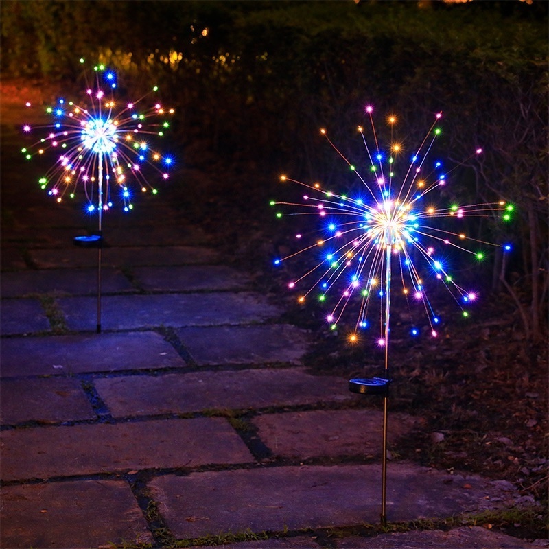 Wedding Lighting Supplies Outdoor Solar Ground Inserted Copper Wire Firework Lights For Party Wedding Yard Decor