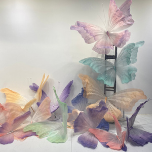 Customized Handmade Butterfly Decorations Artificial Stand Giant Silk Organza Butterfly Decorative Flower For Wedding Event