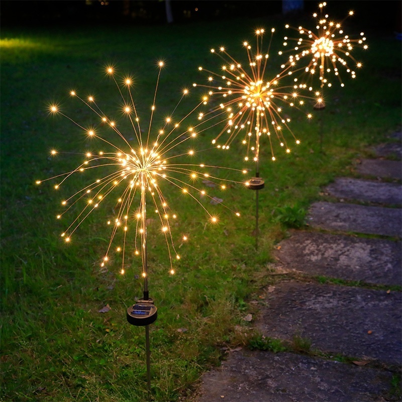 Wedding Lighting Supplies Outdoor Solar Ground Inserted Copper Wire Firework Lights For Party Wedding Yard Decor