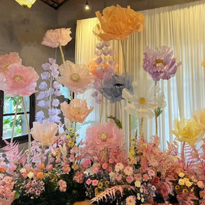 Artificial giant flowers free-standing set wedding party event stage decorations handmade organza paper material