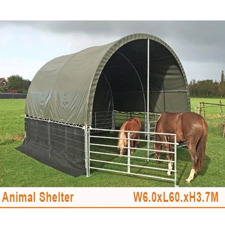 High quality prefab steel frame PVC fabric structure livestock animal cattle cow horse sheep shelter shed tent for sale