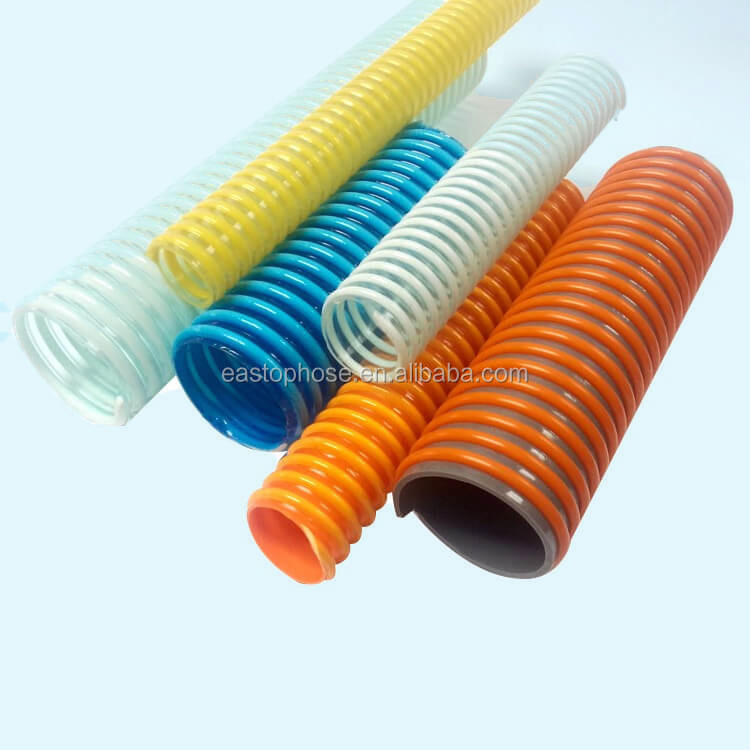 Heavy Duty Flexible PVC Spring Suction Hose Pipe 1 2 3 4 5 6 8 10 12 Inch For Fire Water Mining Vacuum Oil