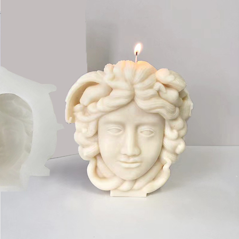 Luxury Medusa Bust Candle Mold 3d Snake Hair Figure Women Silicone Mould Greek Sculpture Face Medusa Candle Mold