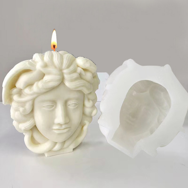 Luxury Medusa Bust Candle Mold 3d Snake Hair Figure Women Silicone Mould Greek Sculpture Face Medusa Candle Mold