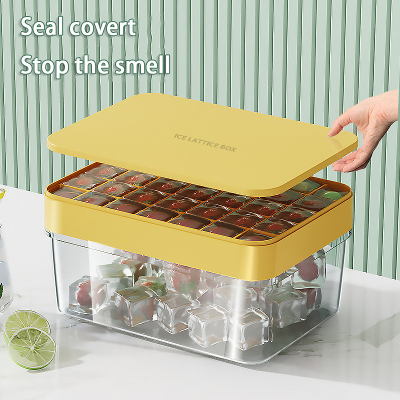 2023 New Square Silicone Ice Tray With Lid And Bin Silicone Molds Set With Lid Ice Container And Scoop For Freezer