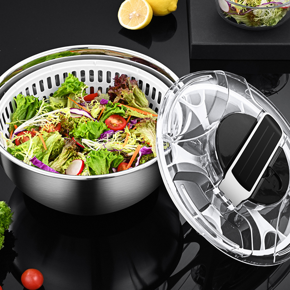 Large Capacity Salad Fruit Dehydrated Spinner Manual Fruit Vegetable Washer And Dryer Stainless Steel