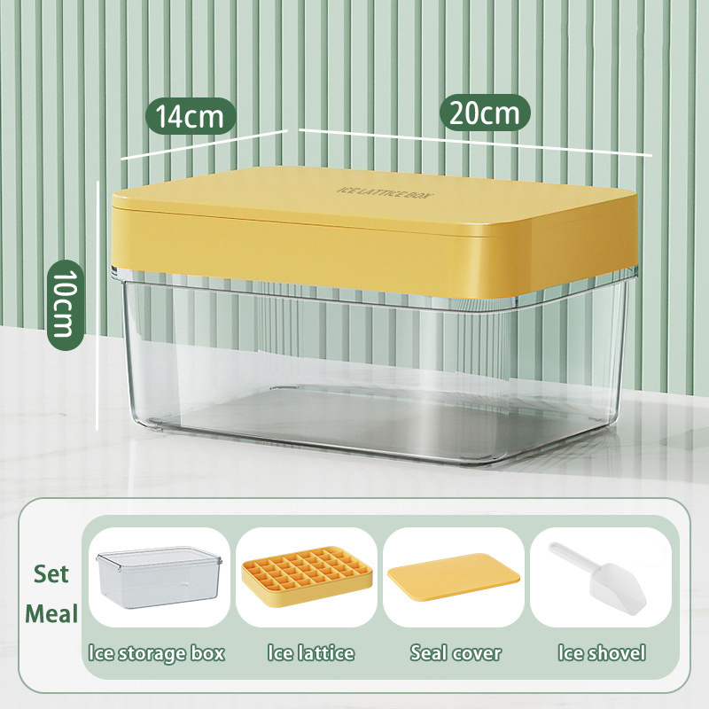 2023 New Square Silicone Ice Tray With Lid And Bin Silicone Molds Set With Lid Ice Container And Scoop For Freezer