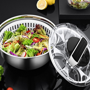 Multifunction Press Type Salad Spinner 3.5L Bowl Large  Stainless Steel Salad Spinner