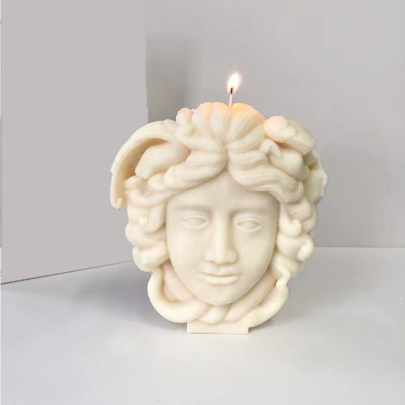 Luxury Medusa Bust Candle Mold 3d Snake Hair Figure Women Silicone Mould Greek Sculpture Face Medusa Candle Mold