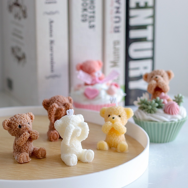 2022 New Item Wholesale Price Christmas Limited DIY 3D Cute Teddy Bear Baby Candle Silicone Mold