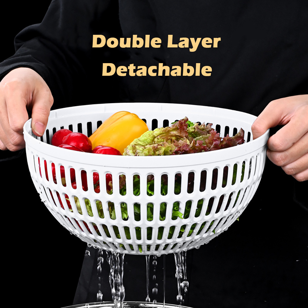 New Manual Commercial Vegetable Fruit Washer Dryer Large Stainless Steel Salad Spinner