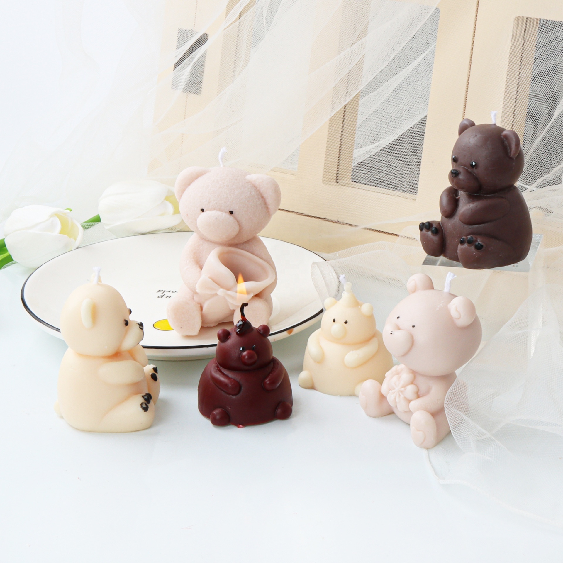 Wholesale Price High Quality 3D Luxury DIY Cartoon Teddy Bear Candle Silicone Mold