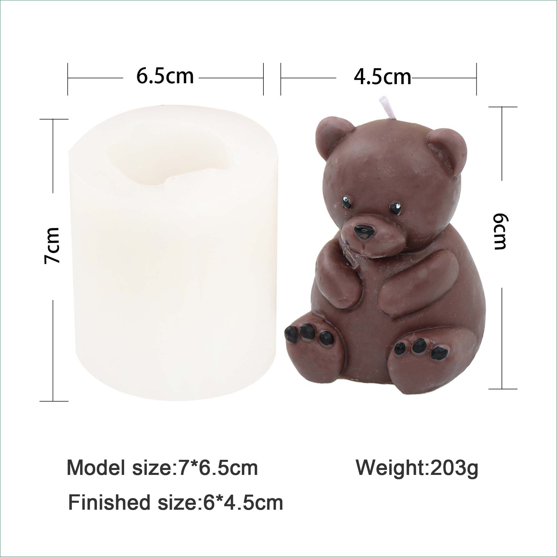 Wholesale Price High Quality 3D Luxury DIY Cartoon Teddy Bear Candle Silicone Mold