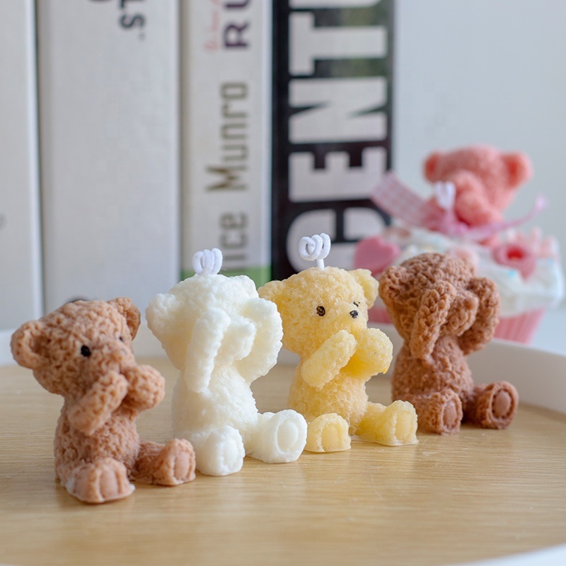 2022 New Item Wholesale Price Christmas Limited DIY 3D Cute Teddy Bear Baby Candle Silicone Mold