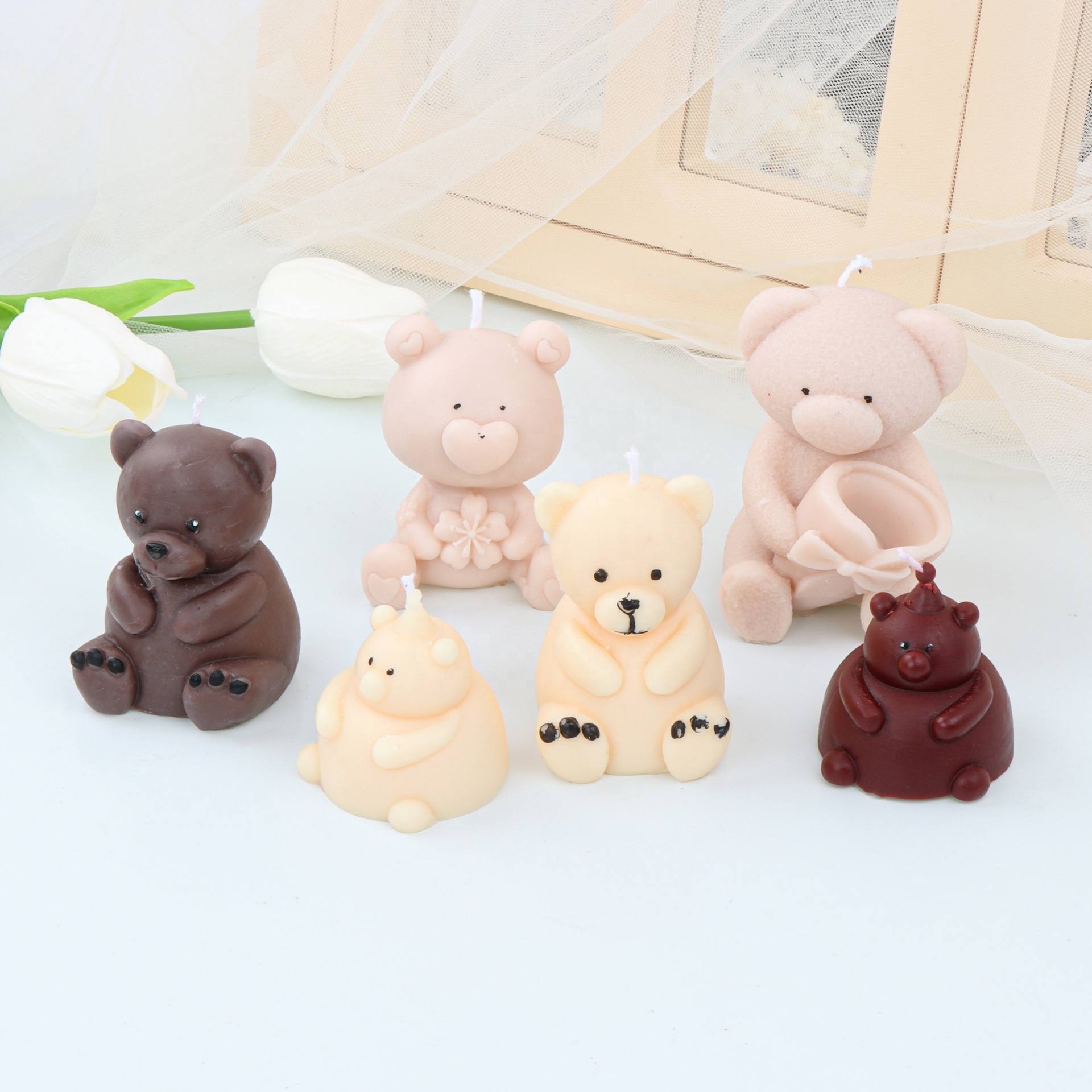 Wholesale Price High Quality 3D Luxury DIY Cartoon Teddy Bear Candle Silicone Mold